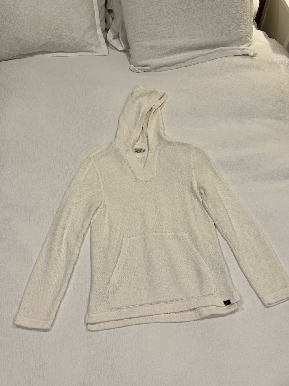 Faherty Women's Ivory V-Neck Hoodie Sweater Whitewater Hoodie - Beach Pearl - Picture 4 of 9